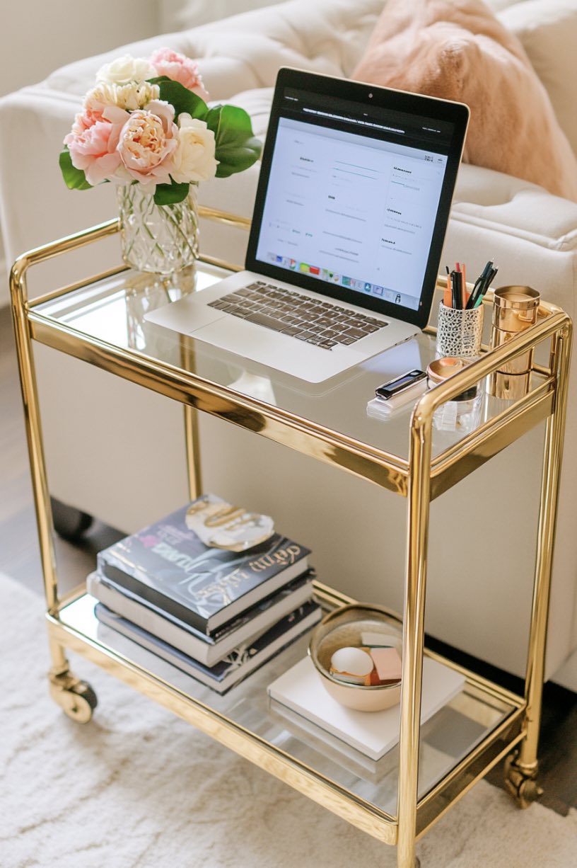 Bar Cart Turned Office Supply Cart