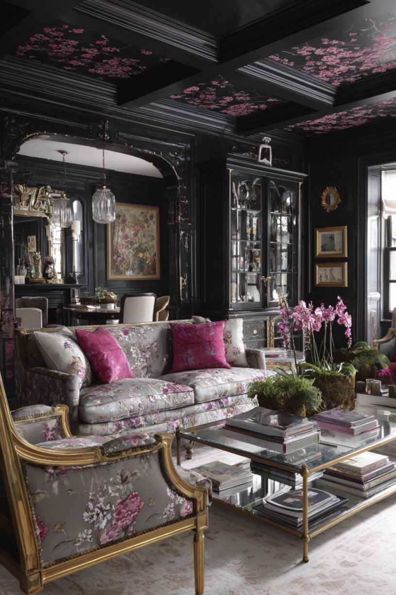 Black, Pink and Gold Living Room