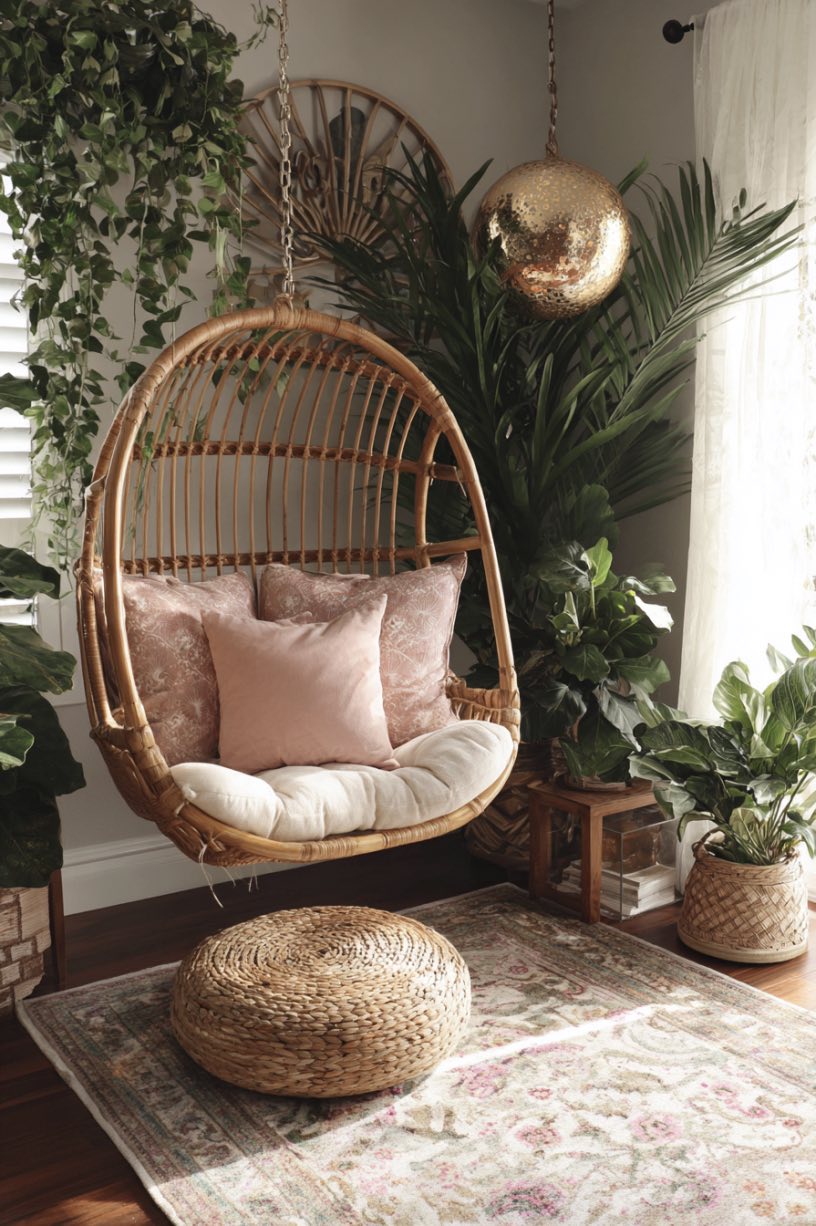 Hanging Chair and Art Deco Lighting