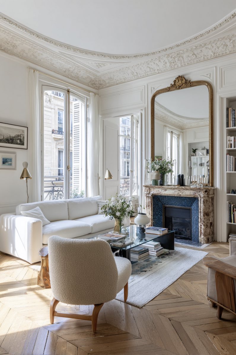 Classic Parisian White Living Room