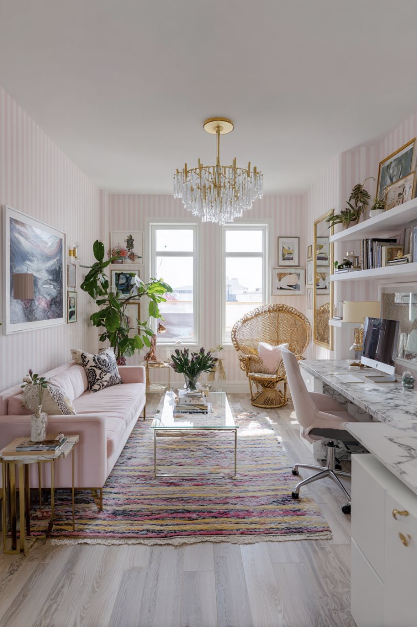 Pastel Pink Office Living Charm