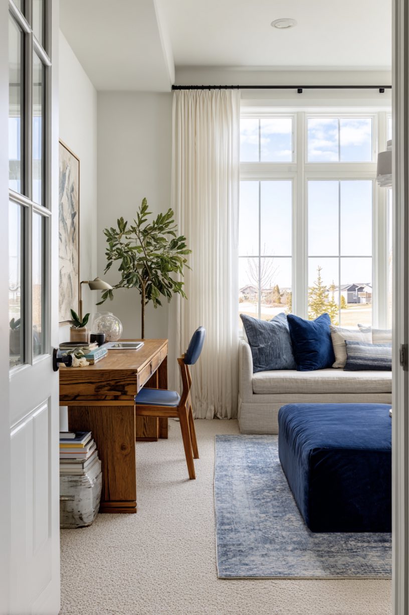 Airy Office with Cozy Touches