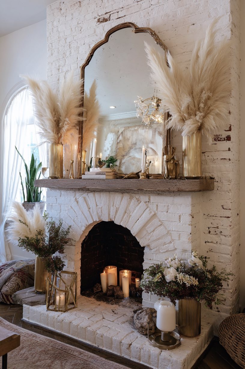Boho-Inspired Fireplace Mantel