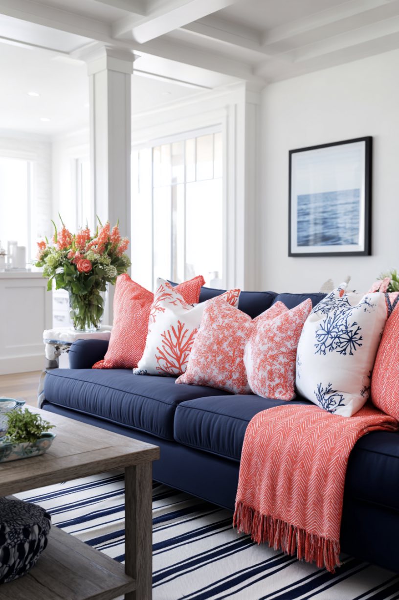 Coral and Navy