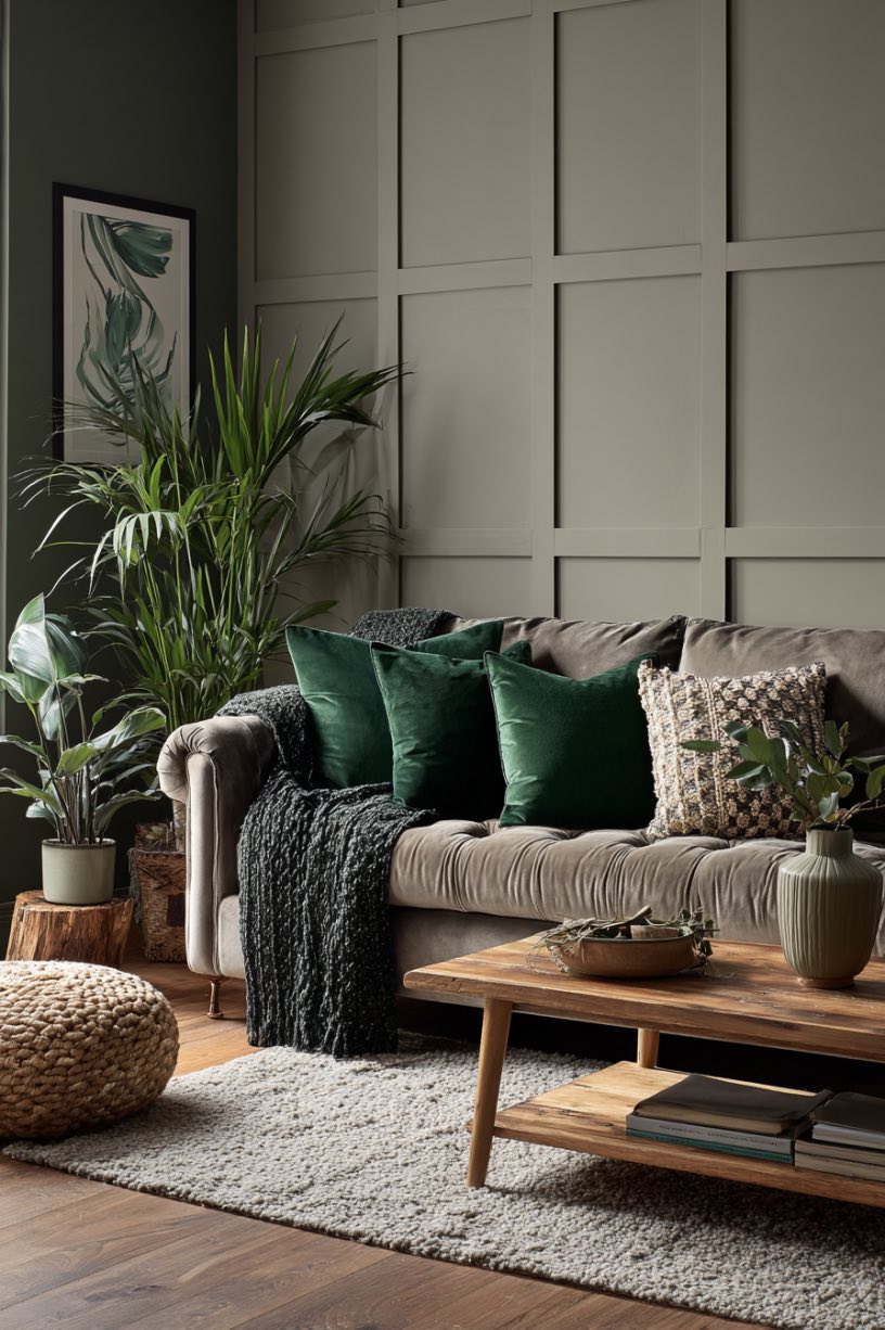 Taupe and Forest Green