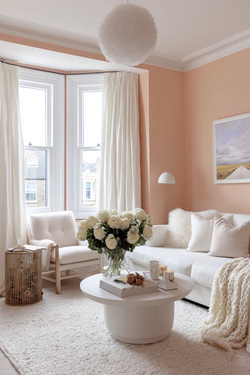 Peach and White