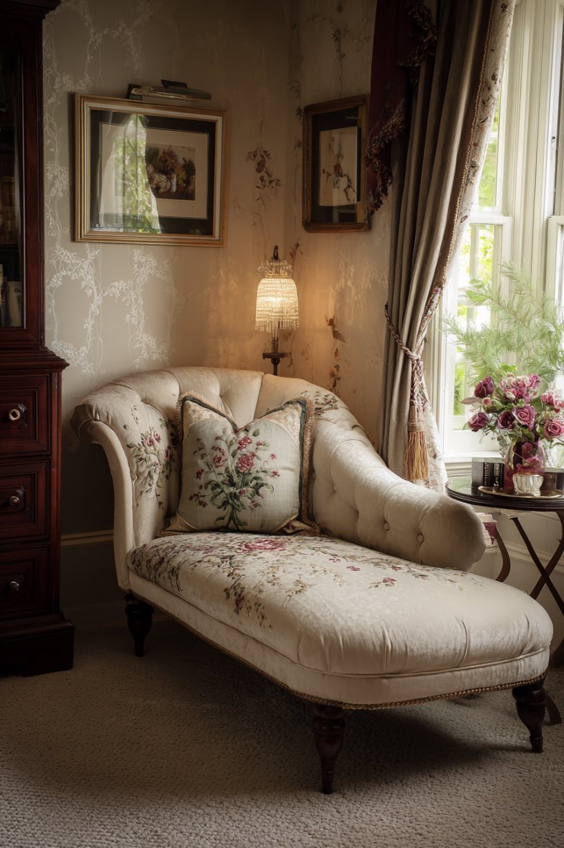 Compact Chaise Lounge with Rolled Arms