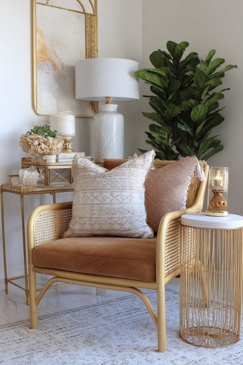 Cane Furniture with Metallic Accents