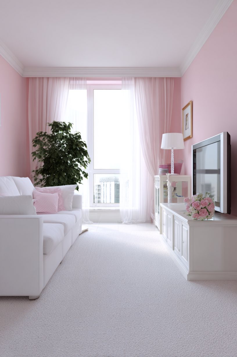 Light Pink and White Living Room