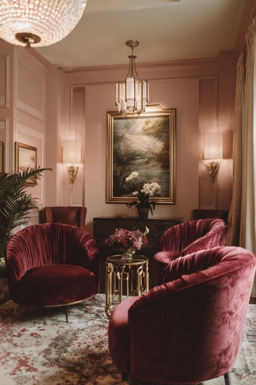 Blush Pink and Deep Burgundy