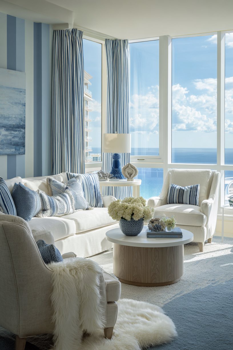 Coastal Calm with Striped Sophistication
