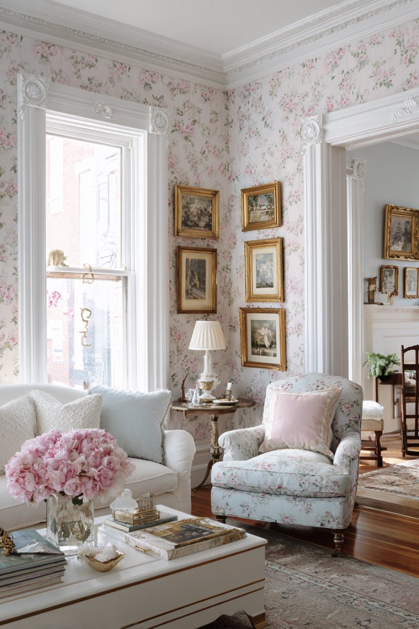Floral Wallpaper in Soft Tones