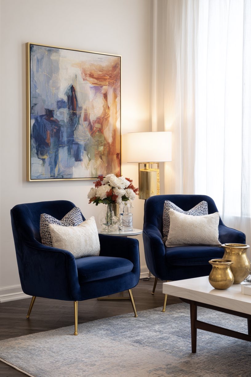 Navy Velvet Armchairs