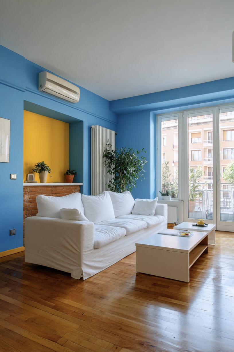 Blue and Yellow Living Room