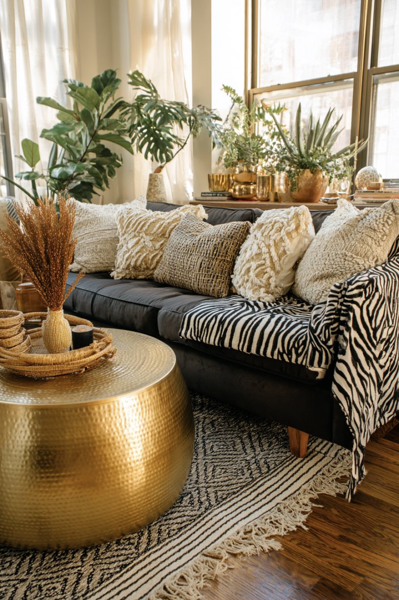 Animal Print Throw on Mid-Century Sofa