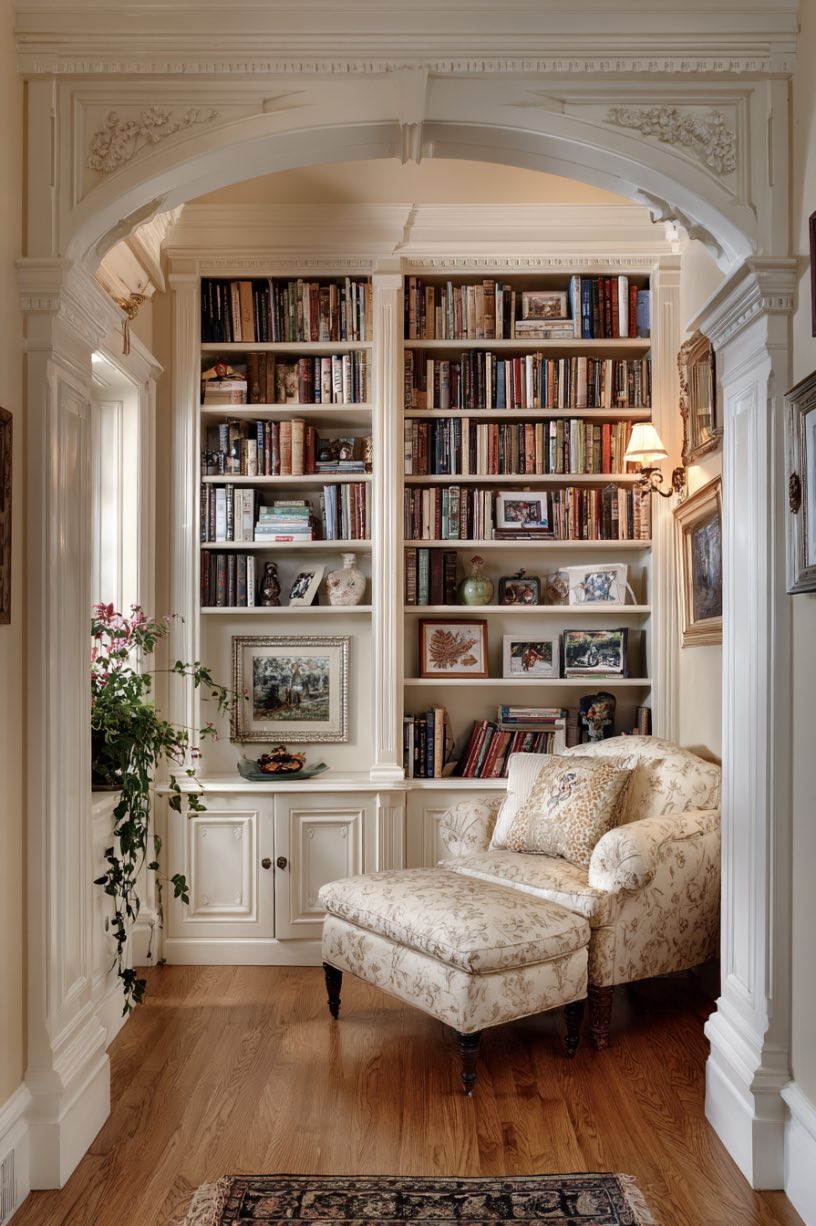 Built-In Shelving with Crown Molding