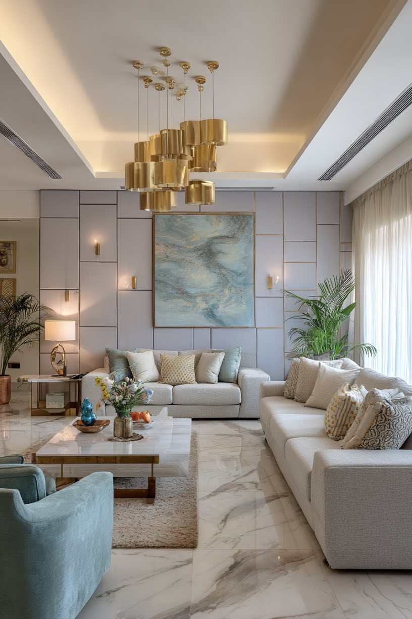 Grey Living Room with Gold Accents