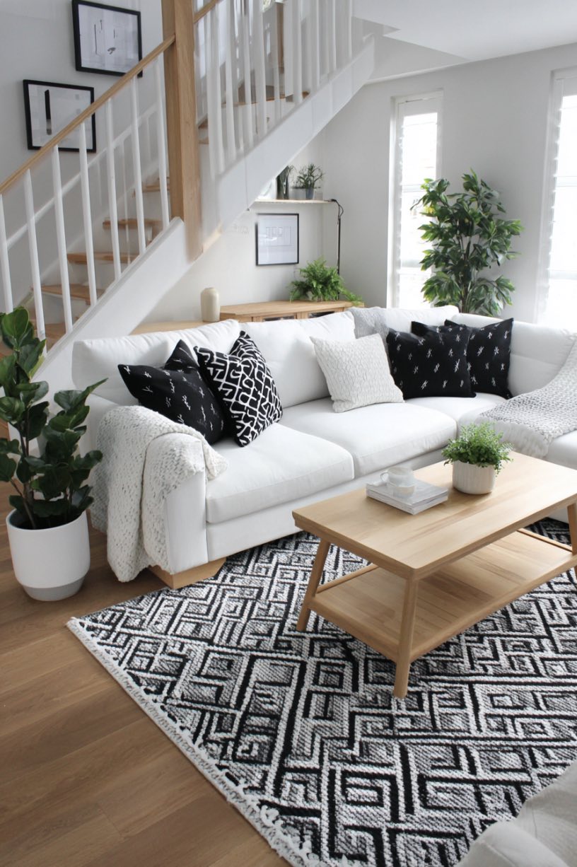 Black and White with Wood Tones