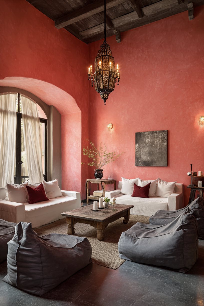 Bold Coral Meets Comfy Charm