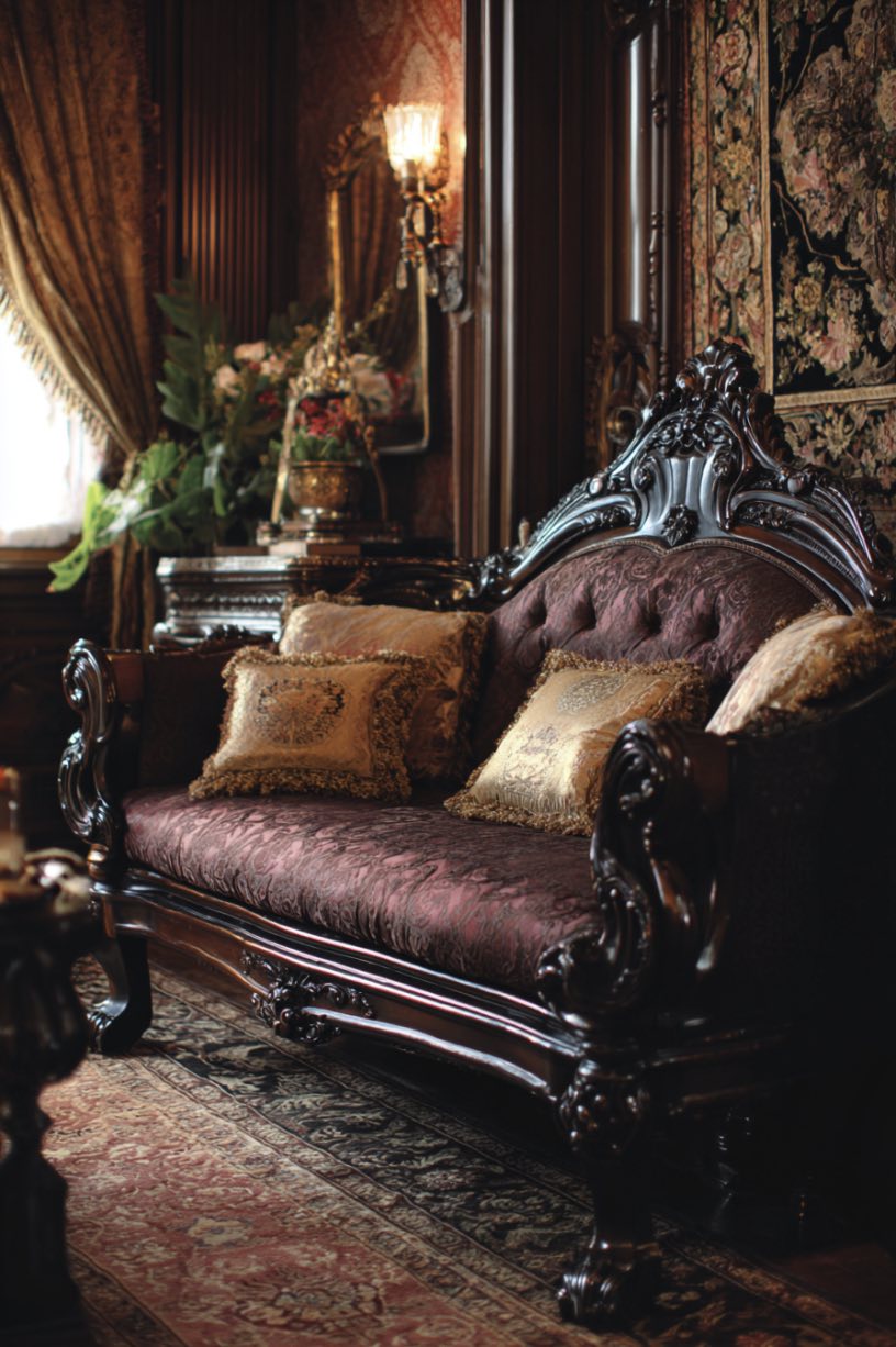 Dark Wood Furniture with Curved Legs