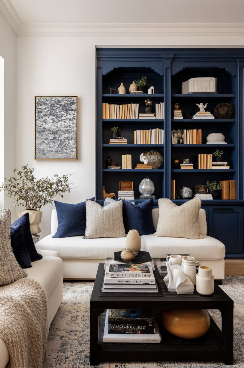 Navy Built-In Shelving