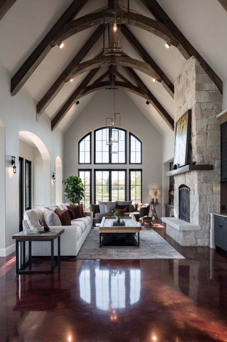 Grand Living Room with Rustic Elegance