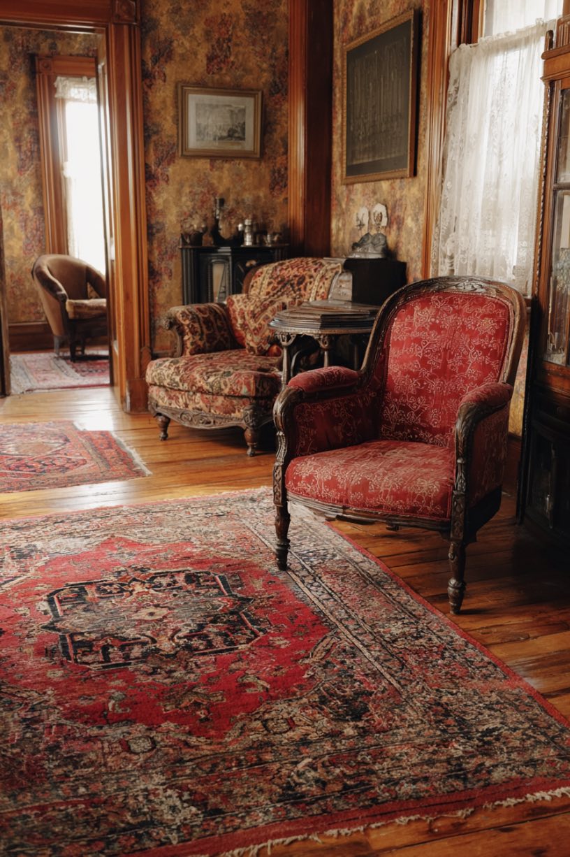 Layered Persian Rugs on Wood Floors