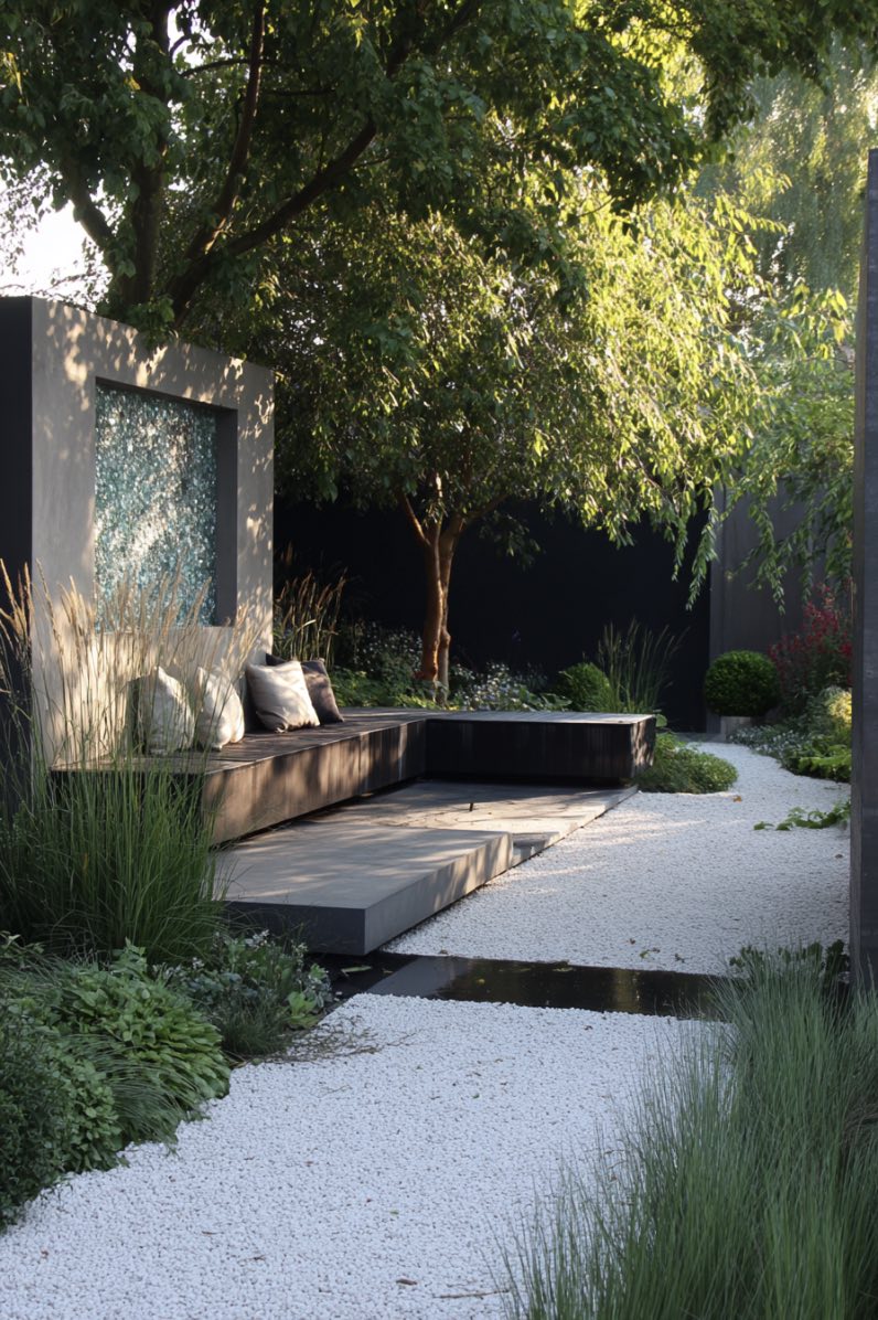 Sculptural Courtyard with Modern Edges