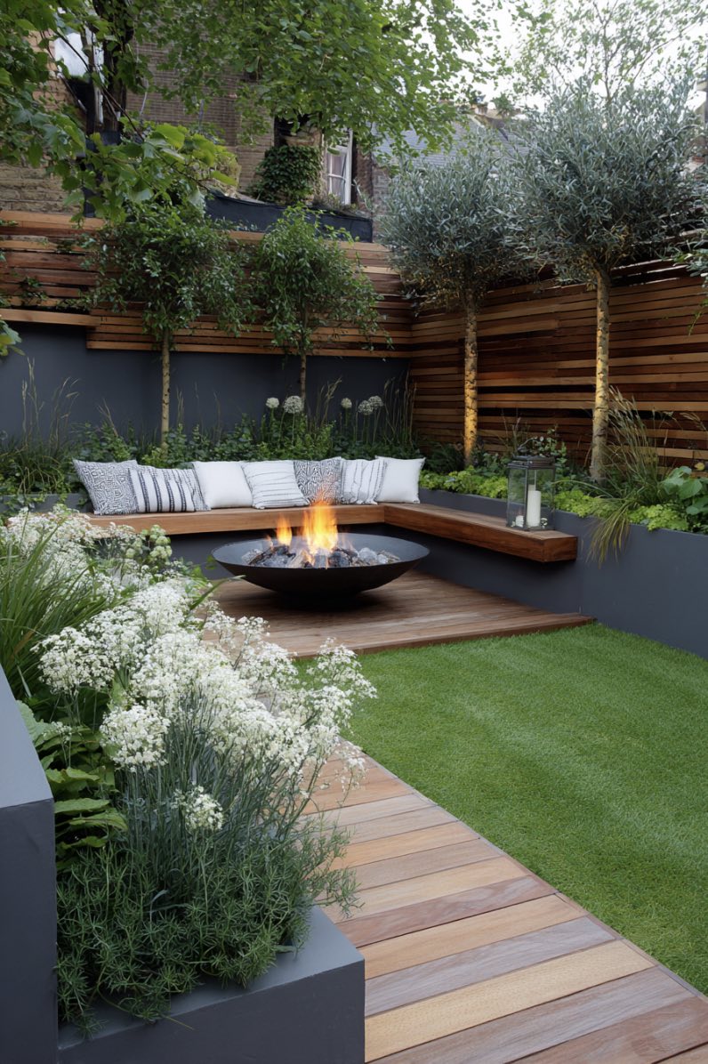 Modern Country Courtyard with Fire Pit