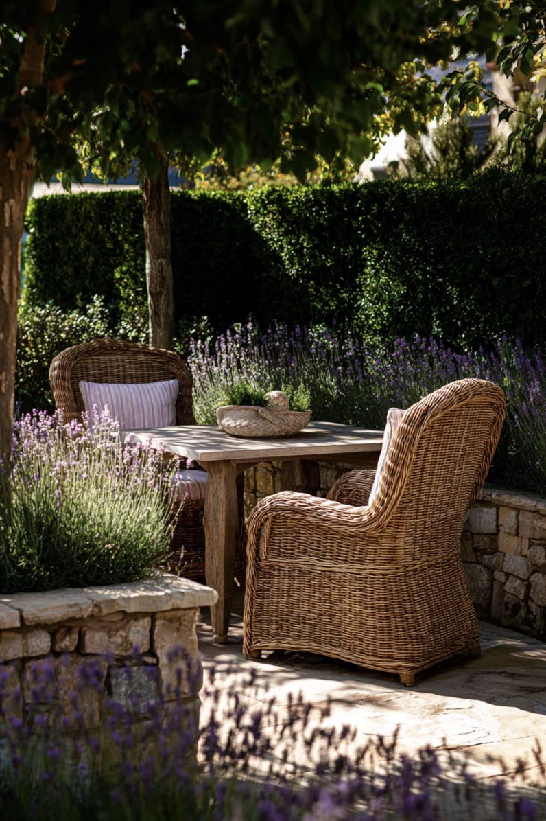 Lavender-Lined English Courtyard