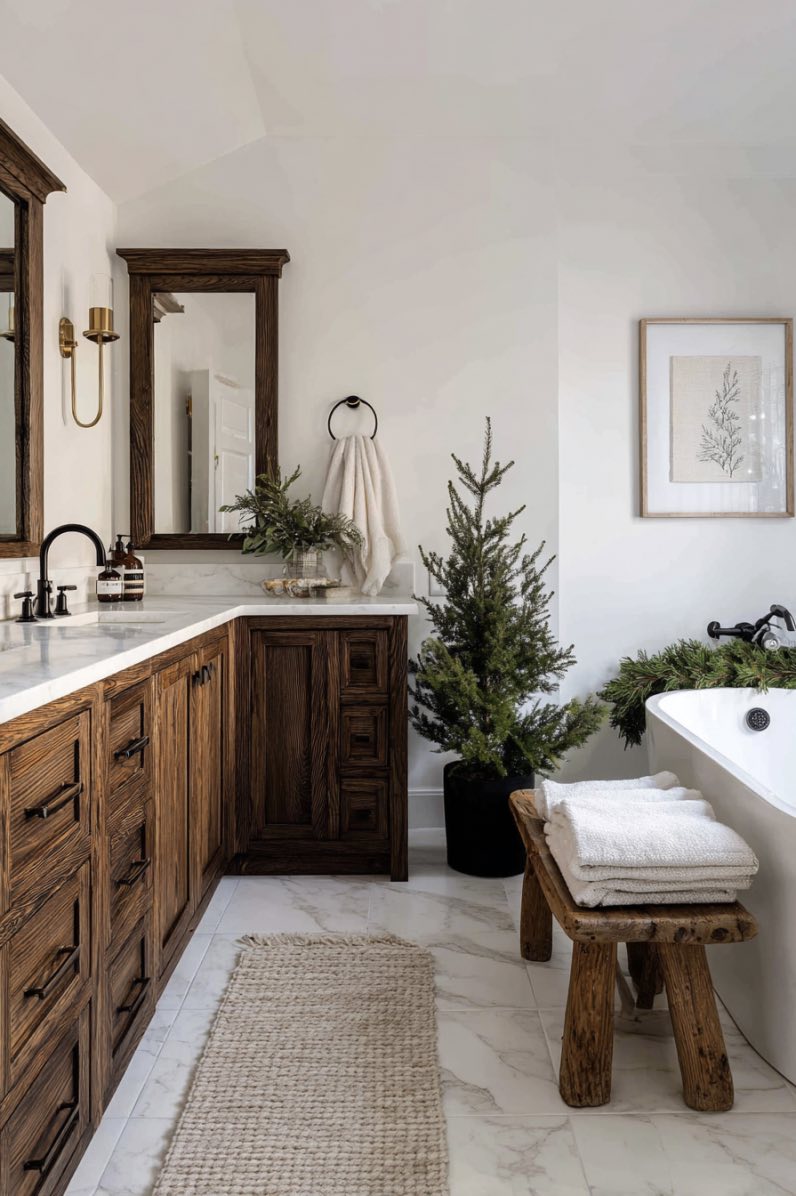Winter Charm in a Farmhouse Bath