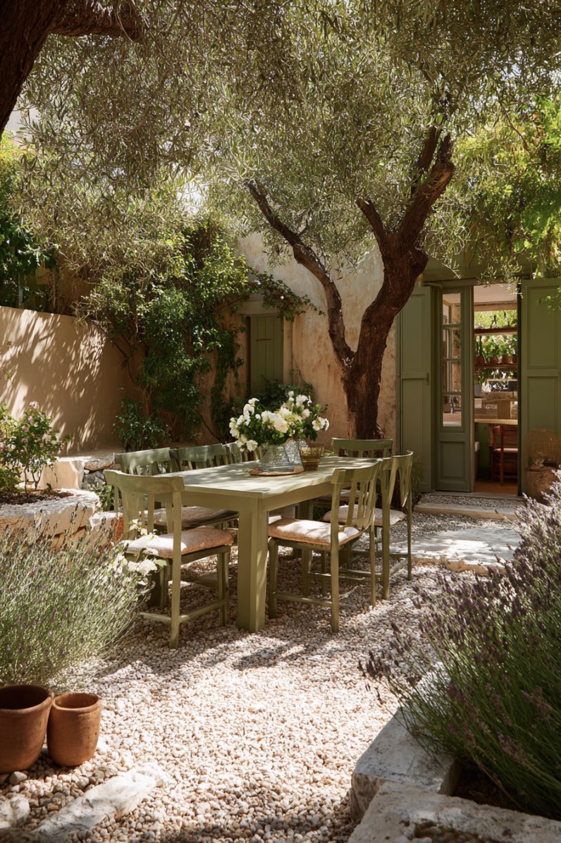 Olive Green Courtyard Dining Spot