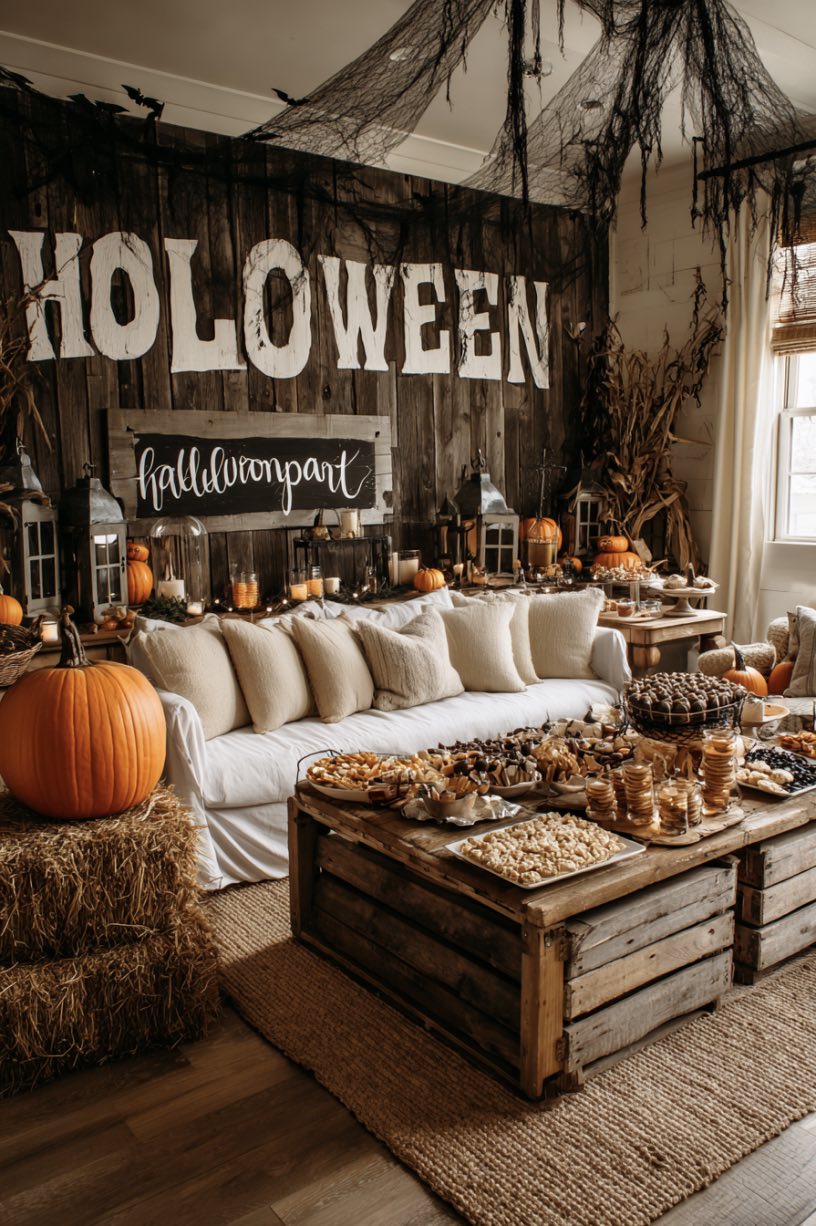 Pumpkin Mural Living Room