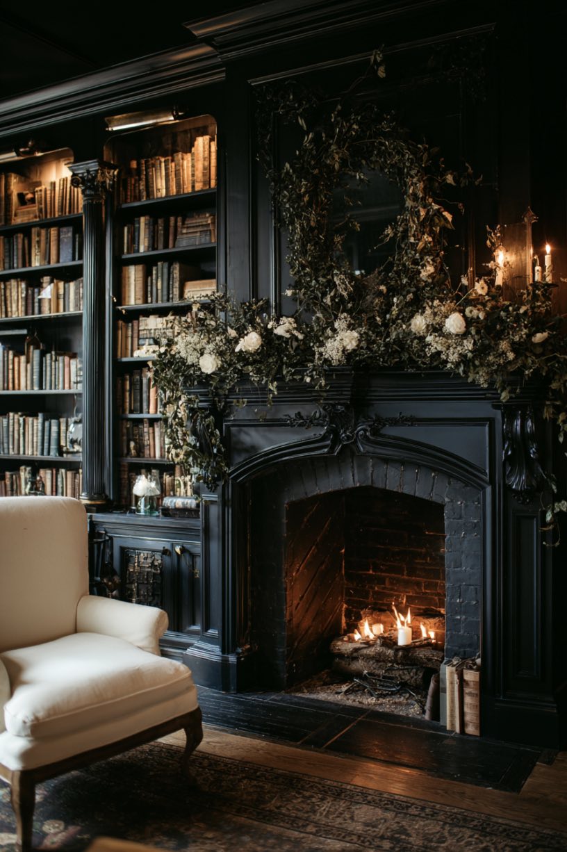 Elegant Gothic Fireplace Library