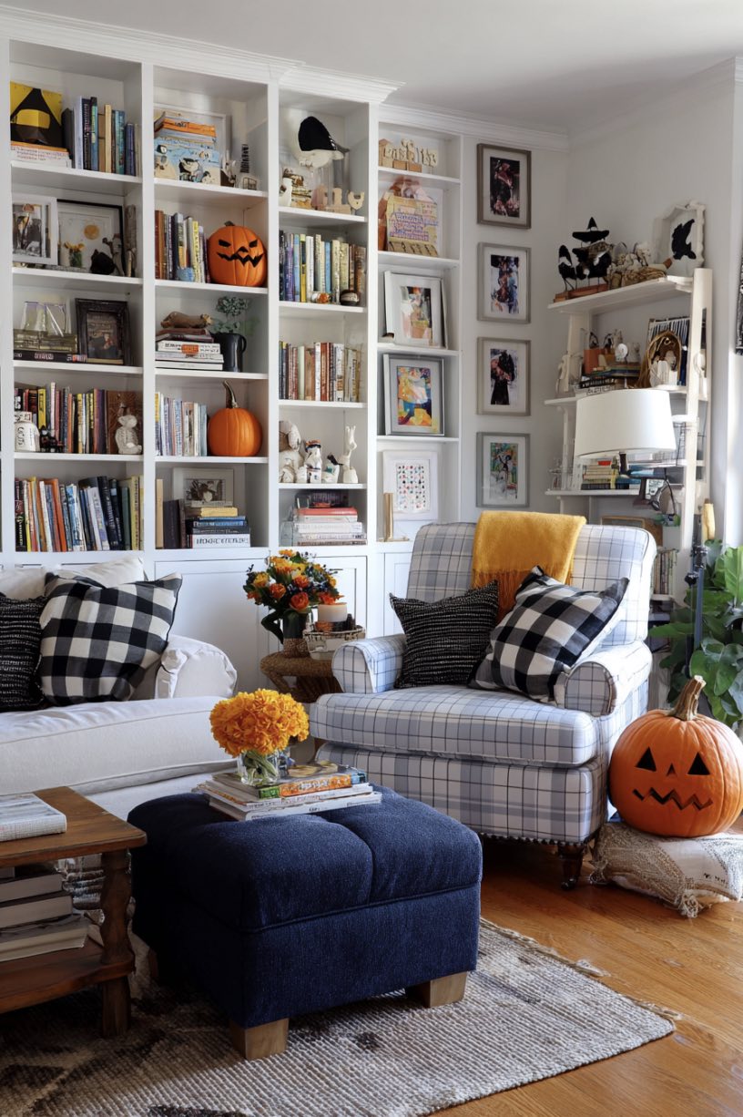 Cozy Family Halloween Living Room