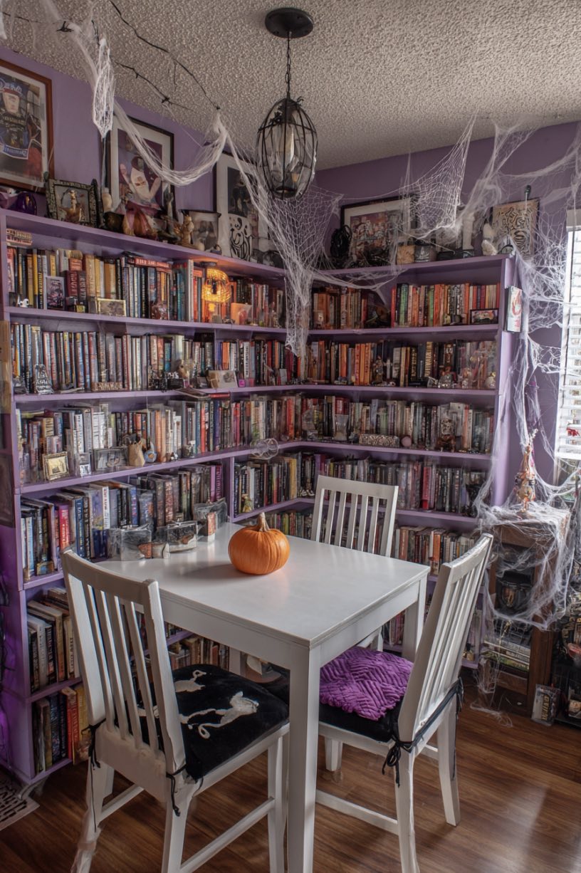 Cozy Halloween Library Nook